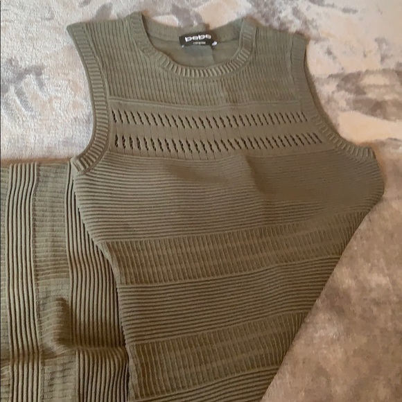 Bebe Bandage Bodycon Olive Dress Size S - Picture 6 of 8